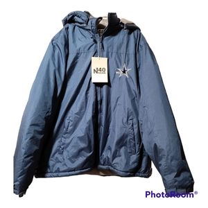 NWT Dallas Cowboys Fleece Lined Coat Large Embroidered Logo Hood